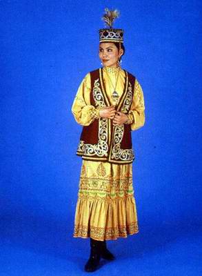 Kazakhstan people national clothes: woman's national dressings Kazakhstan people national clothes: woman's national dressings