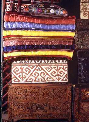 Kazakh people private life things - The chest with bedclothes Kazakh people private life things - The chest with bedclothes