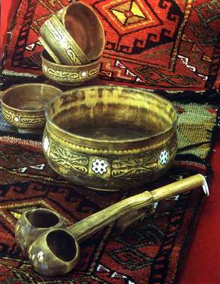 Kazakh people private life things - pots and pans Kazakh people private life things - pots and pans